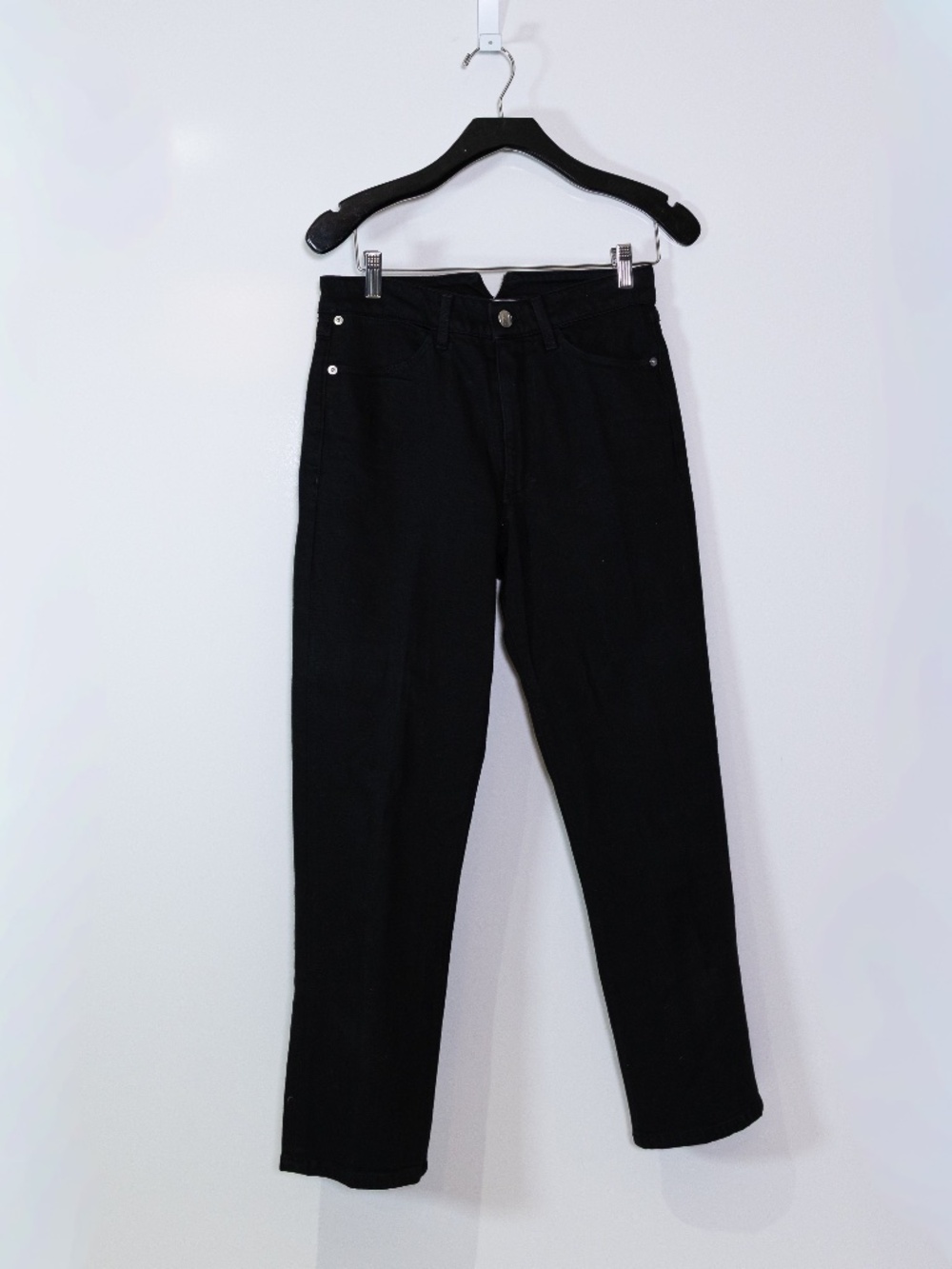 SPRWMN Skinny Straight Leg Mid Rise Cotton Stretch Denim Jeans Black Wash 27